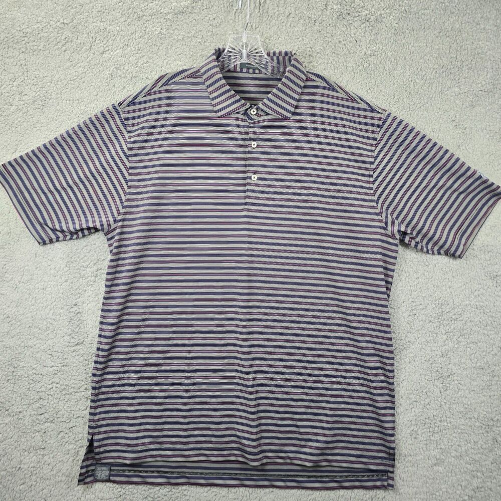 Turtleson Men's Purple Blue Striped Short Sleeve Performance Polo Shirt Size XL